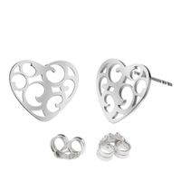 Srebrne Kolczyki Ażurowe Serca Serduszka Srebro 925