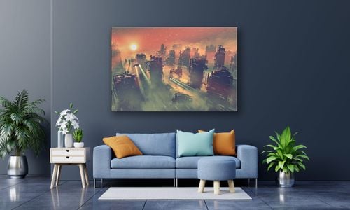 OBRAZ NA PŁÓTNIE 062 Miasto przyszłości 60x40cm na Arena.pl