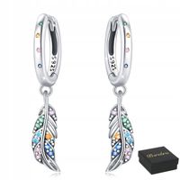 KOLCZYKI SREBRNE PRÓBA 925 WISZĄCE Piórko SREBRO KOŁA Angielskie Zapiecie