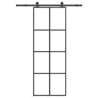 Drzwi przesuwne z osprzętem, szkło ESG i aluminium, 76x205 cm