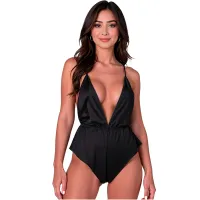 passion sensie body czarny l/xl - satynowe, regulowane ramiączka
