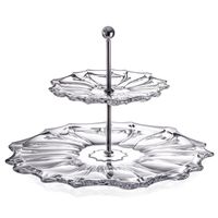 PATERA ETAŻERKA KRYSZTAŁOWA DWUPIĘTROWA BOHEMIA PLANTICA 35,5 CM