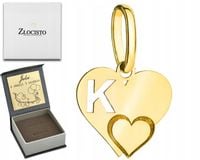 ZŁOTA ZAWIESZKA SERDUSZKO Z LITERKĄ K 585 GRAWER