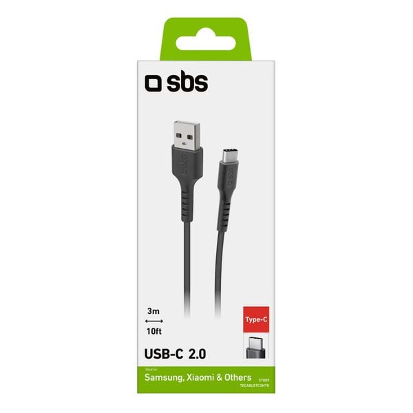 Kabel przewód USB-A - USB-C 3m - czarny zdjęcie 3