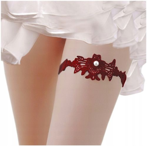 PODWIĄZKA czerwona STUDNIÓWKA z PEREŁKĄ czerwień MODNY ODCIEŃ BURGUND bordo na Arena.pl