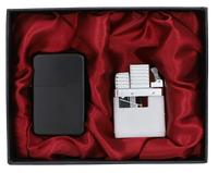 Czarna Zapalniczka Benzynowa w Zestawie z Wkładem Gazowym 2w1 Gentelo