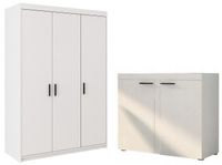 Pojemna szafa trzydrzwiowa + Komoda do salonu Biały Mat
