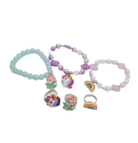 Zestaw 3 kolorowych bransoletek i pierścionków na Arena.pl