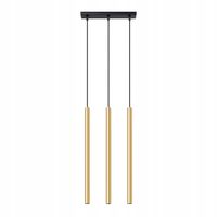 Lampa wisząca potrójna czarna złota tuby 50 cm nad stół wyspę bar Sollux