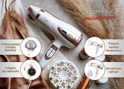 suszarka do włosów biała 2200w ion + dyfuzor adler ad 2248 na Arena.pl