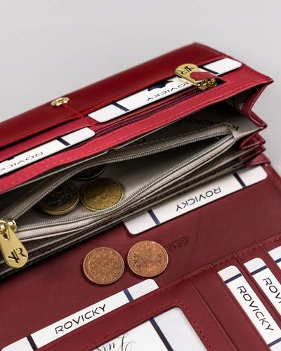 duży, pojemny portfel damski ze skóry lakierowanej na zatrzask - rovicky na Arena.pl
