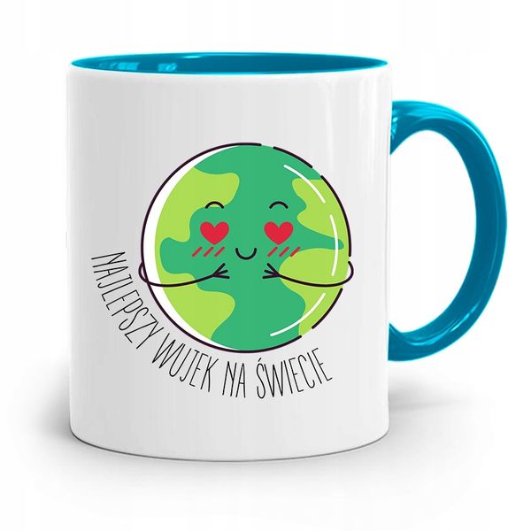 Kubek Błękitny Prezent Dla Wujka Najlepszy Wujek Z Nadrukiem Ze Zdjęciem zdjęcie 1