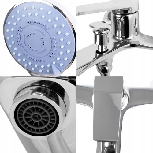 Bateria wannowa ścienna z prysznicem chrom srebrna słuchawka z wężem YOKA na Arena.pl