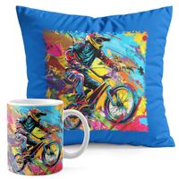 ZESTAW KUBEK + PODUSZKA NIEBIESKA - ROWER BMX MTB SPORT