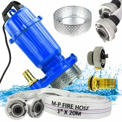 POMPA DO WODY CZYSTEJ I BRUDNEJ Z SITEM 2650W + WĄŻ 20M 1" zdjęcie 1