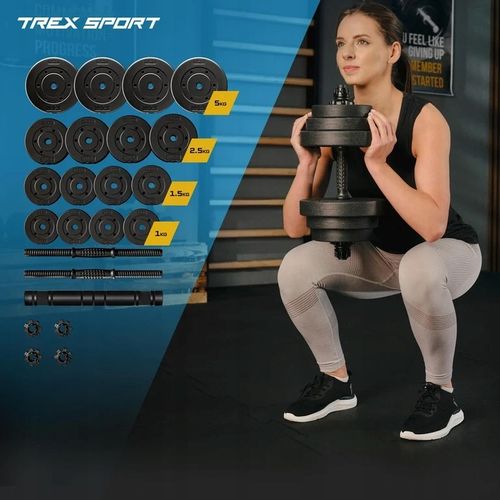 Hantle regulowane bitumiczne sztanga 40kg zestaw hantli 2x20kg Trex Sport na Arena.pl