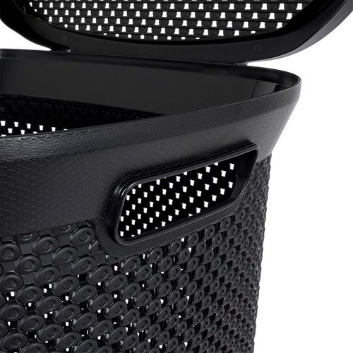 Kosz Łazienkowy Pojemnik na Pranie Odzież Bieliznę Plastikowy Czarny 60L na Arena.pl