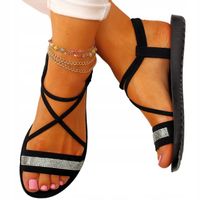 DAMSKIE SANDAŁY CZARNE LETNIE ELEGANCKIE WYGODNE CYRKONIE