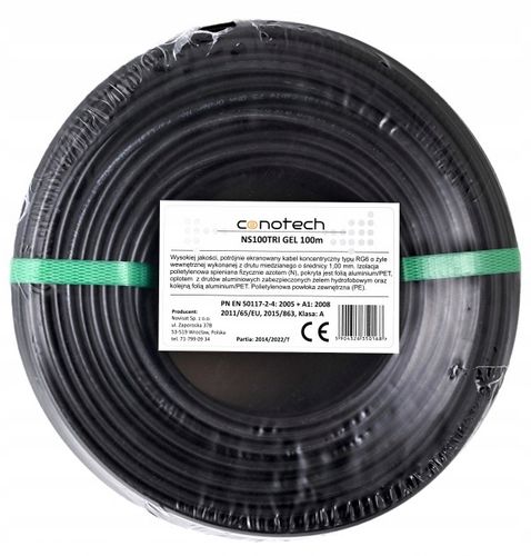 Kabel Przewód Antenowy RG-6 TRISHIELD Żelowany 100m Koncentryczny CU PE Żel na Arena.pl