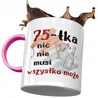 Kubek Różowy Na Urodziny 75 75Te 75-Te Prezent Z Nadrukiem Ze Zdjęciem