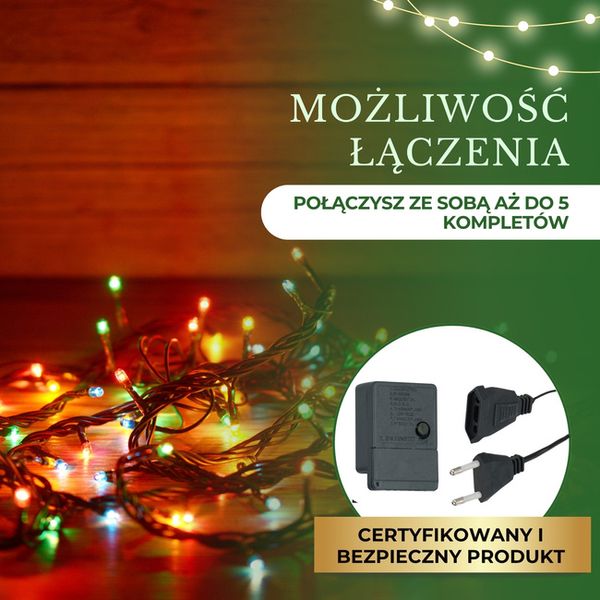 Lampki choinkowe 300 led multikolor 22,5 m oświetlenie świąteczne wewnętrzne zdjęcie 5