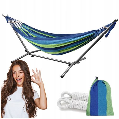 HAMAK OGRODOWY ze stelażem dwuosobowy brazylijski DUŻY RED GARDEN ZESTAW na Arena.pl