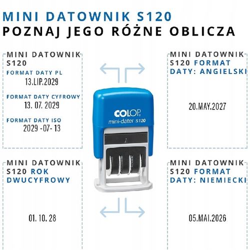DATOWNIK COLOP S120 NIEBRUDZĄCY DATA CYFROWA DZIEŃ MIESIĄC ROK niebieski na Arena.pl