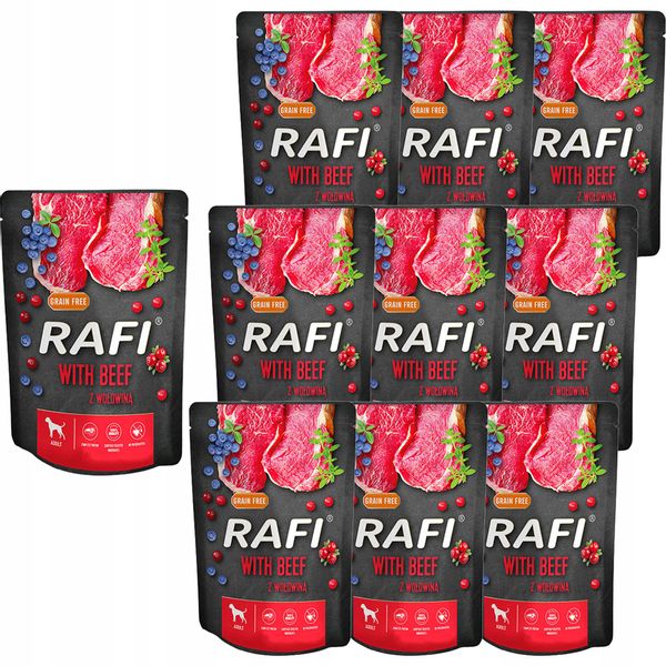 Rafi Mokra karma dla psów z wołowiną w saszetkach 300 g x 10 sztuk zdjęcie 1