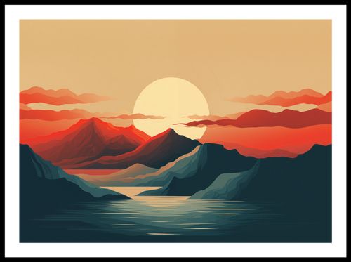 Plakat 70x50cm Zachód Słońca nad Górami na Arena.pl