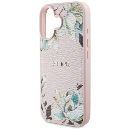 Guess Grained Printed Flower Pattern MagSafe - Etui do iPhone 16 (różowy) na Arena.pl