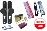GAŁKA GAŁKI ZAMEK 90MM WKŁADKA DO FURTKI 3 KLUCZE ZESTAW CZARNY PREMIUM