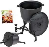 HIT! KOCIOŁEK MYŚLIWSKI 8L ŻELIWNY CIĘŻKI STABILNY 12 KG GARNEK + PRZEPISY!