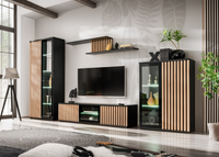 Meblościanka Zestaw Mebli Do Salonu 1 Czarny KARMEN AM