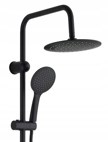 ZESTAW PRYSZNICOWY CZARNY Z BATERIĄ NATRYSKOWĄ DESZCZOWNICA KOMPLET MAT HIT na Arena.pl