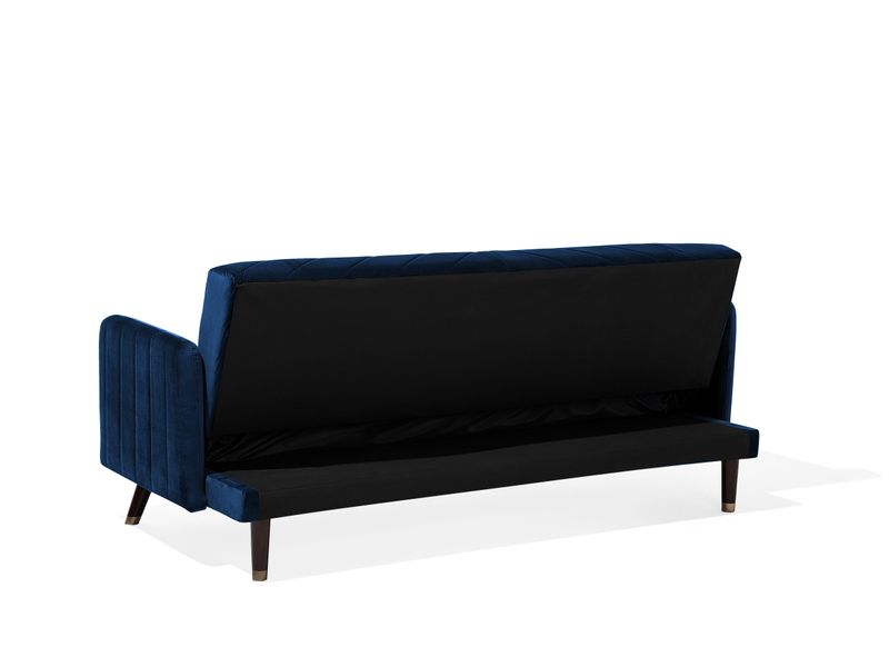 Sofa rozkładana welurowa niebieska SENJA zdjęcie 5