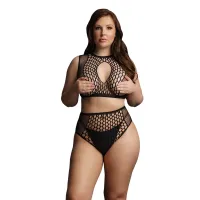le desir komplet top i figi plus size kabaretka xl-4xl czarny