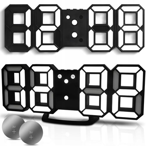 ZEGAR ELEKTRONICZNY WYŚWIETLACZ LED BUDZIK TERMOMETR ALARM DATA CZARNY na Arena.pl