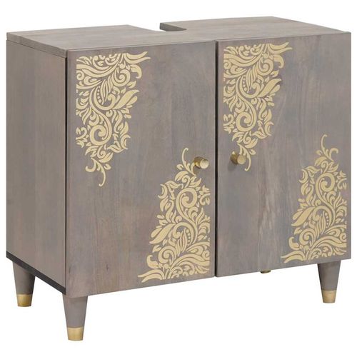 Szafka pod umywalkę Szary 62 x 33 x 58 cm Lite drewno mango na Arena.pl