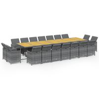 19-cz. zestaw mebli ogrodowych z poduszkami, polirattan, szary