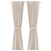 IKEA LENDA zasłony komplet 2 sztuk KREMOWE z wiązaniem 140x300
