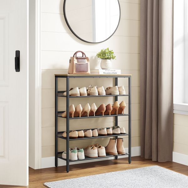 Szafka na buty loft 75x28x93 cm dąb artisan czarna metalowa zdjęcie 2