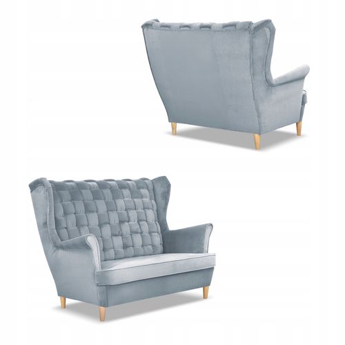 Zestaw wypoczynkowy Carol sofa fotele paski Family Meble błękitny na Arena.pl