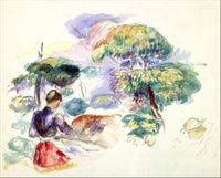 Landscape with a Girl, Auguste Renoir - plakat 40x30 cm