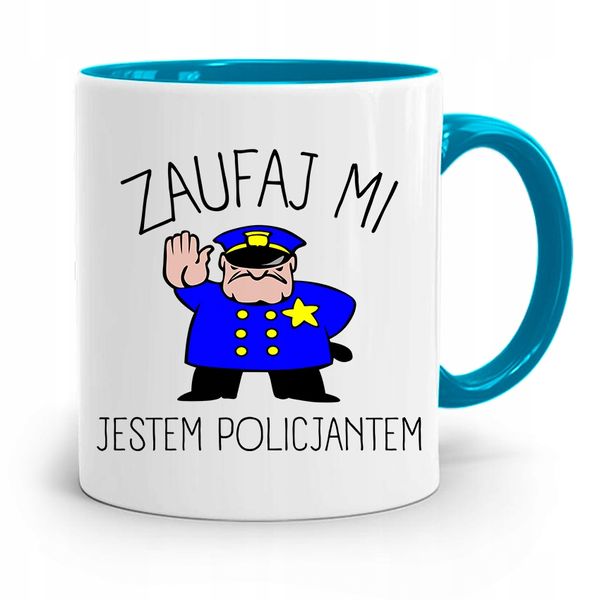 Kubek Błękitny Dla Policjanta Jestem Policjantem Z Nadrukiem Ze Zdjęciem zdjęcie 1