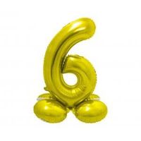 balon foliowy cyfra stojąca 6 złota 72 cm