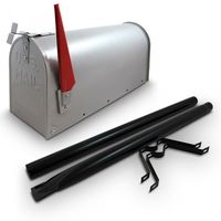 13464 Srebrna skrzynka pocztowa amerykańska z flagą i stojakiem