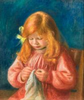 Jean Renoir Sewing, Pierre-Auguste Renoir - plakat 59,4x84,1 cm