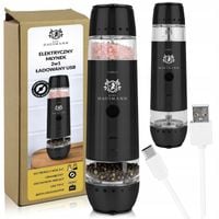 MŁYNEK ELEKTRYCZNY DO PIEPRZU SOLI CZARNY AUTOMAT 2W1 ŁADOWANIE USB-C