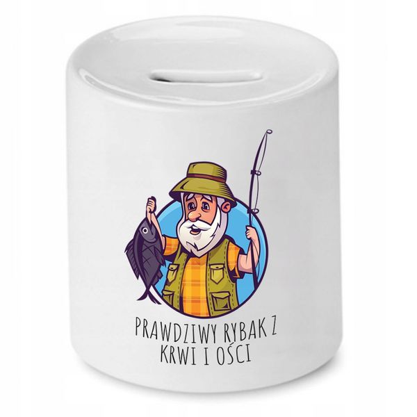 Skarbonka Dla Wędkarza Prawdziwy Rybak Prezent Z Nadrukiem Ze Zdjęciem zdjęcie 1