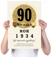 KARTKA XXL Z IMIENIEM URODZINOWA NA 90 URODZINY 1934 1935 1936 LAT +IMIĘ